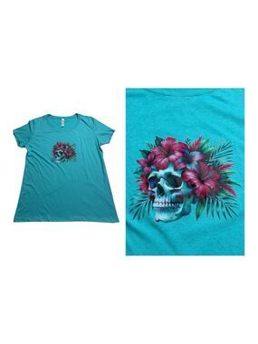 Next Level Ideal T Tropical Hibiscus Skull Tee Shirt Women’s Sz XXL